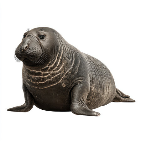 This high-quality cutout image features an isolated seal, perfect for various stock photo needs. Ideal for design projects, this animal portrait showcases the charm of marine life against a clean background.の写真素材