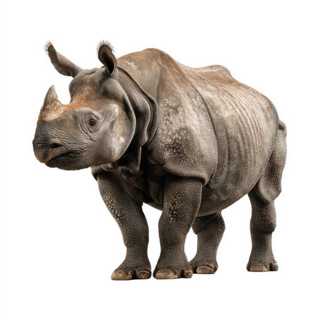 High-quality image of an isolated Javan rhino cutout, perfect for educational and conservation projects highlighting this endangered species.の写真素材