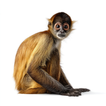 A stunning isolated portrait of a black-headed monkey with expressive features, showcasing its...