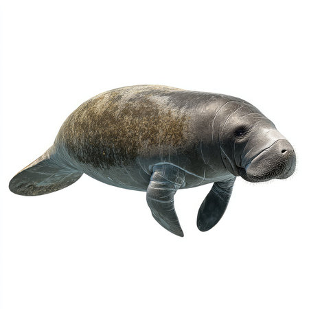 High-quality isolated cutout of a manatee perfect for various creative and educational projects. Ideal for wildlife showcases.の写真素材