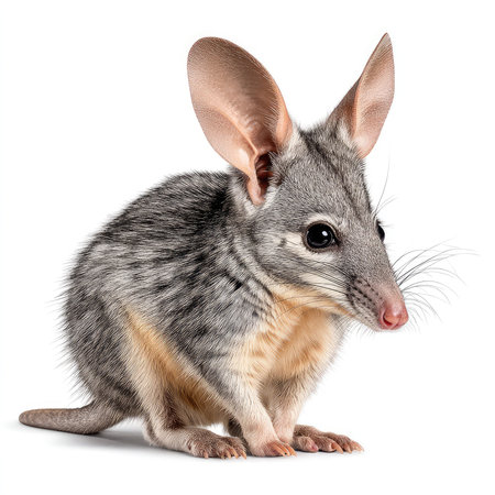 Discover a stunning close-up of a bilby, showcasing its unique features and traits in a high-quality isolated setting. Perfect for wildlife enthusiasts and educational projects.の写真素材