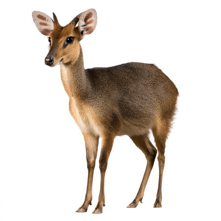 An isolated duiker cutout displayed against a white background, showcasing the elegance and beauty of this small mammal. Perfect for nature themes.の写真素材