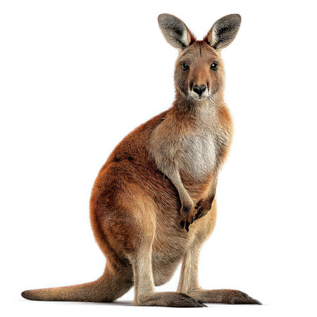 Capture the beauty of an isolated kangaroo cutout with a stunning high-quality image on a clean...