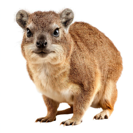 A lifelike, isolated cutout image of a hyrax showcasing its unique features and fur texture. Ideal...