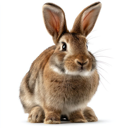 This high-quality image features a realistic isolated rabbit cutout, showcasing its adorable facial...