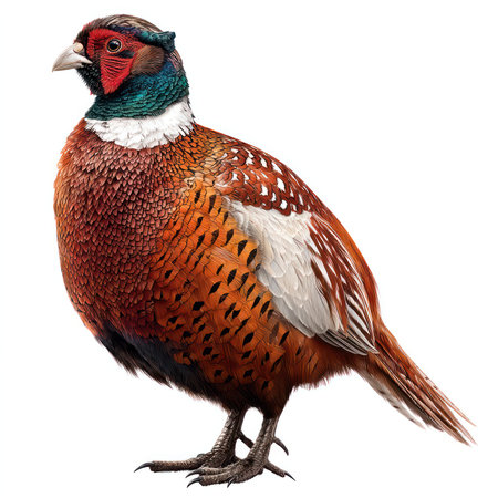 This high-quality cutout features a stunning isolated pheasant with vibrant plumage and intricate...
