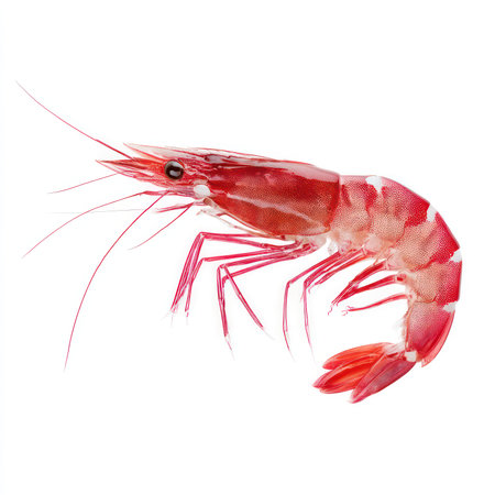 Vibrant and isolated cutout of fresh shrimp showcasing its detail and texture. Perfect for culinary, commercial, and food-related projects.の写真素材