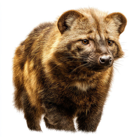 This high-quality isolated cutout features a bushy-furred animal, ideal for various creative and graphic projects with detailed realism.の写真素材