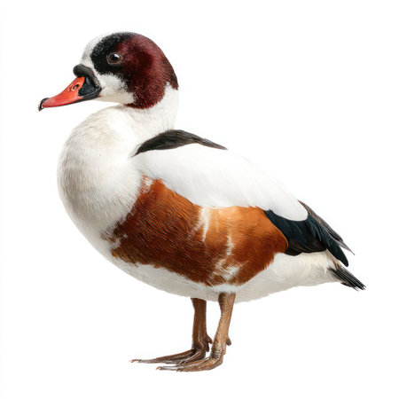 A stunning isolated cutout of a shelduck, showcasing its vibrant colors and intricate feather...