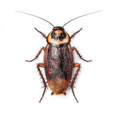 This high-quality cutout image features an isolated cockroach on a white background, ideal for...