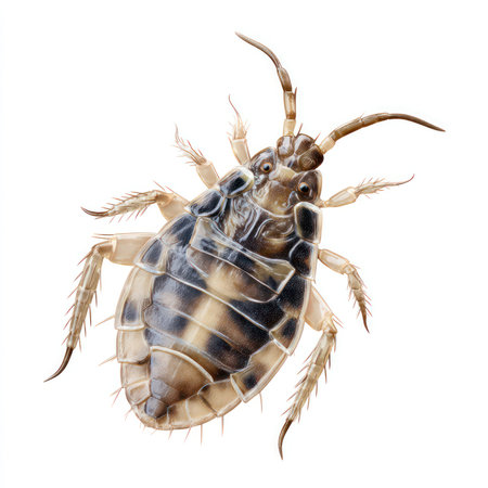 High-quality isolated cutout of a louse, showcasing intricate details and transparent features....