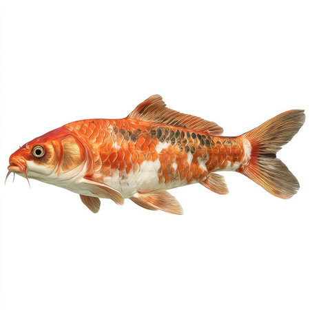 This image features a stunning isolated cutout of a colorful bungeo fish, showcasing intricate details and vibrant colors. Perfect for nature-themed projects.の写真素材