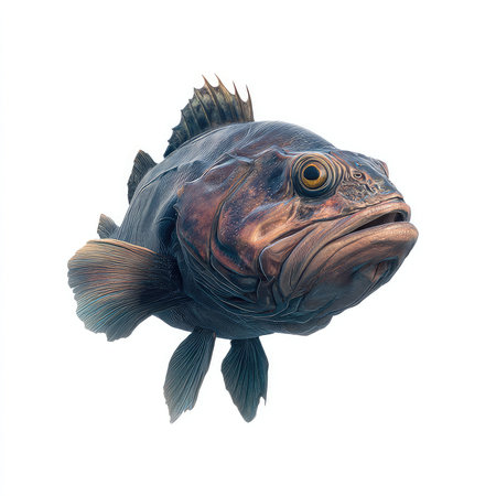 This high-quality image features a detailed and isolated cutout of a chum fish. Captured against a...