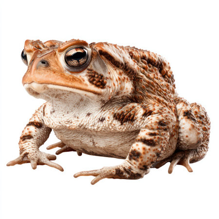 This high-quality image features a detailed close-up cutout of a toad, showcasing its unique texture...
