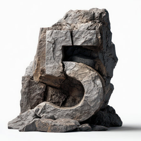 This artistic rock formation uniquely showcases the number five, blending natural textures with...