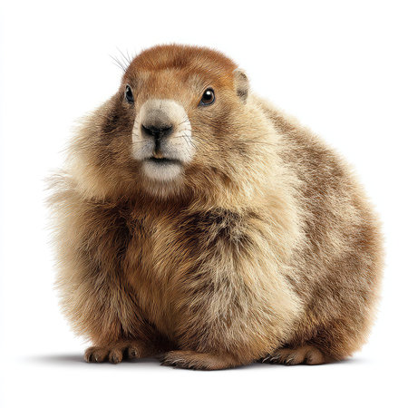 This image showcases a Himalayan marmot in a stunning portrait, emphasizing its furry texture and adorable features. Perfect for wildlife enthusiasts.の写真素材
