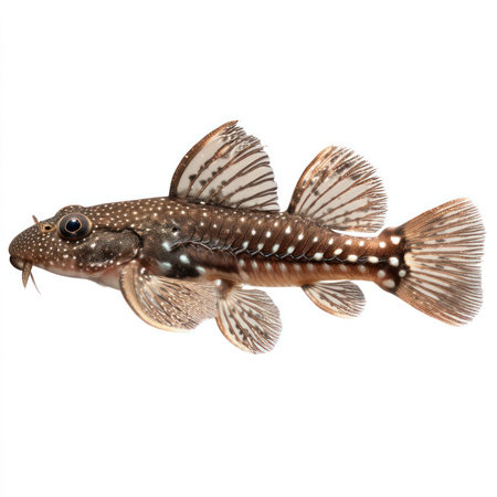 This isolated cutout image features a unique fish species, showcasing its detailed anatomy and...
