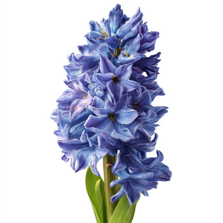 This stunning cutout features a vibrant blue hyacinth flower against a clean white backdrop. Perfect for nature-themed projects, this image captures the beauty and elegance of spring blooms.の写真素材
