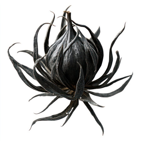 Stunning isolated cutout of a nigella seed showcasing its unique shape and texture, perfect for culinary or botanical themes. Ideal for designs and articles.の写真素材