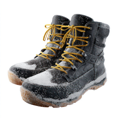 These stylish snow boots feature a durable design, ideal for winter activities. With a comfortable fit and weather resistance, they are perfect for outdoor adventures in snowy conditions.の写真素材