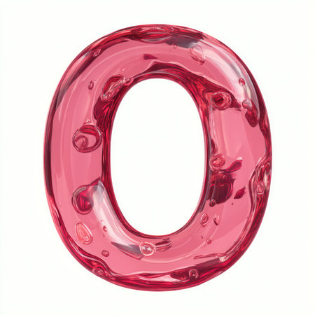 Vibrant hot pink gel number zero isolated on a white background. Perfect for design projects, marketing materials, or creative displays.の写真素材