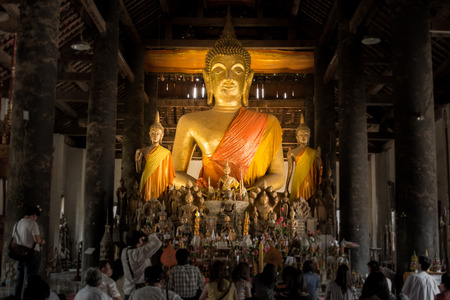 Buddha and His Left-Right Follower Statue - Luang Prabang, Laosのeditorial素材
