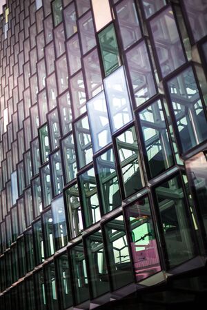Harpa Cube Glass Windows, Modern Building - Reykjavik, Icelandの写真素材