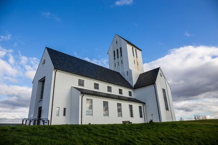 The exterior of Skalholt Cathedral - Icelandの写真素材