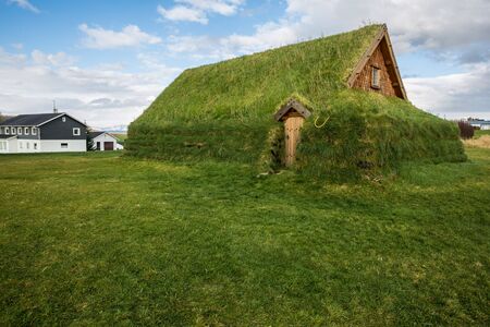 Grass Church Near Skalholt Cathedral - Icelandの写真素材