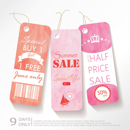 Light pink blue vintage label in summerのイラスト素材