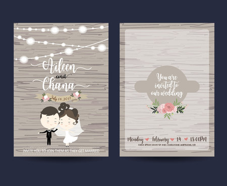 Wedding template collection for banners,Flyers,Placards with flower,bride and groomのイラスト素材