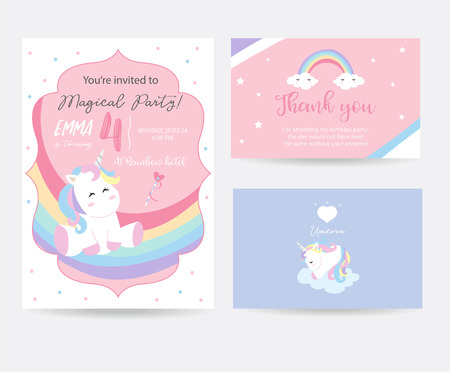 Hand drawn cute card with unicorn head,rainbow and heartのイラスト素材