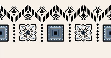 green blue black geometric seamless pattern in African style with square,tribal shape