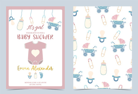 Pink blue birthday invitationのイラスト素材