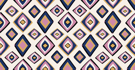 pink yellow black geometric seamless pattern in African style with square,tribal shape