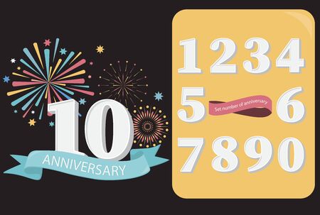 Anniversary number with firework. collection of number celebrationのイラスト素材