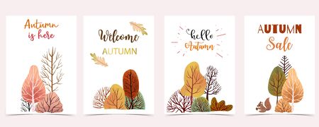 Collection of autumn background setのイラスト素材