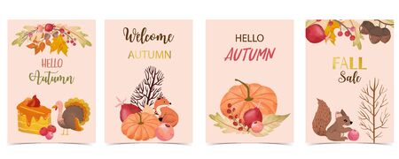 Collection of autumn background setのイラスト素材