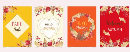 Collection of autumn background setのイラスト素材