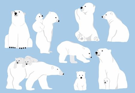 Simple white bear character.Vector illustration character doodle cartoonのイラスト素材