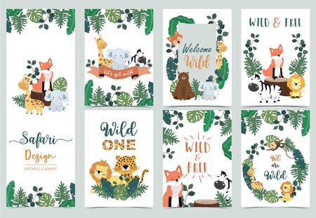 Collection Of Safari Background Setのイラスト 素材 ストックフォト 写真素材のstock Foto ストックドットフォト