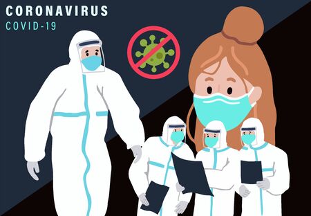 Novel coronavirus background and covid-19 concept design to prevent the spread of bacteria, viruses.Vector illustration for posterのイラスト素材