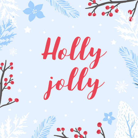 Collection of winter background set with tree,leaf,flower.Editable vector illustration for christmas invitation,postcard and website bannerのイラスト素材