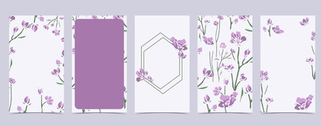 Chic background for social media with lavender,flower on white backgroundのイラスト素材
