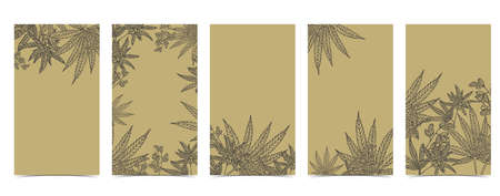 Collection of cannabis background set with green.Editable vector illustration for website, invitation,postcard and stickerのイラスト素材
