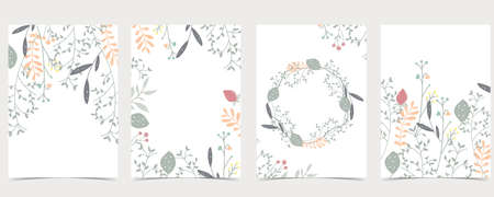 Collection of natural background set with leaf,flower.Editable vector illustration for website, invitation,postcard and posterのイラスト素材
