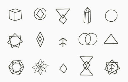 Collection of line design with geometric,shape.Editable vector illustration for website, sticker, tattoo,iconのイラスト素材