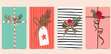 party card collection with gift box.Vector illustration for poster,postcard,banner,cover
