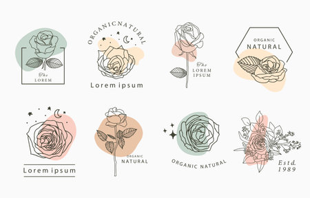 Beauty occult collection with geometric,rose,moon,star,flower.Vector illustration for icon,sticker,printable and tattooのイラスト素材