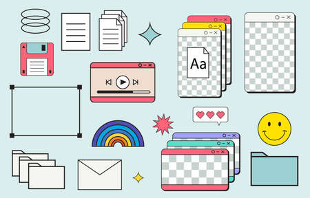 Retro 90s and 80s background design with internet window 1990のイラスト素材